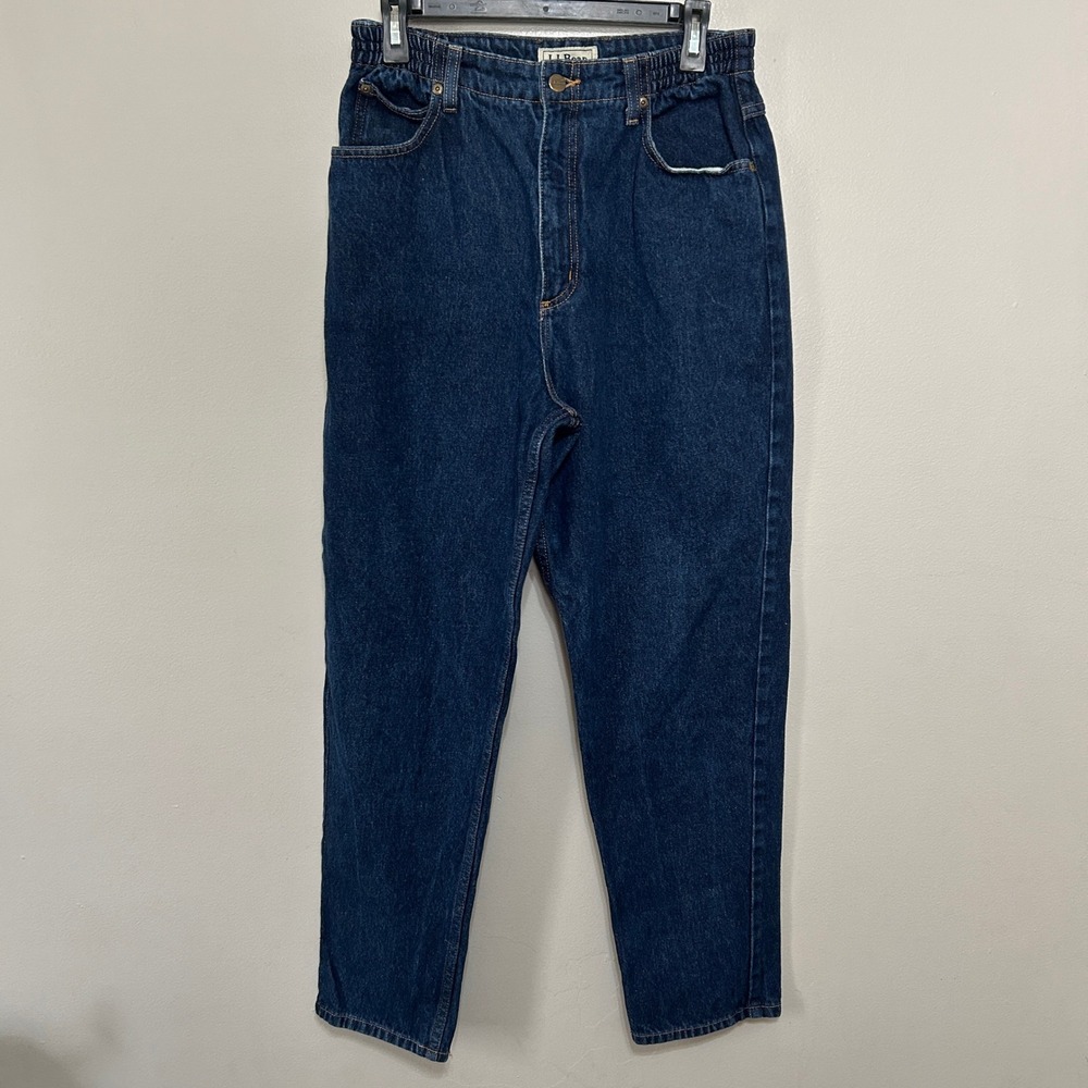 L.L. Bean Jeans Womens 12 Dark Wash Blue Denim High Rise Comfort Waist Americana